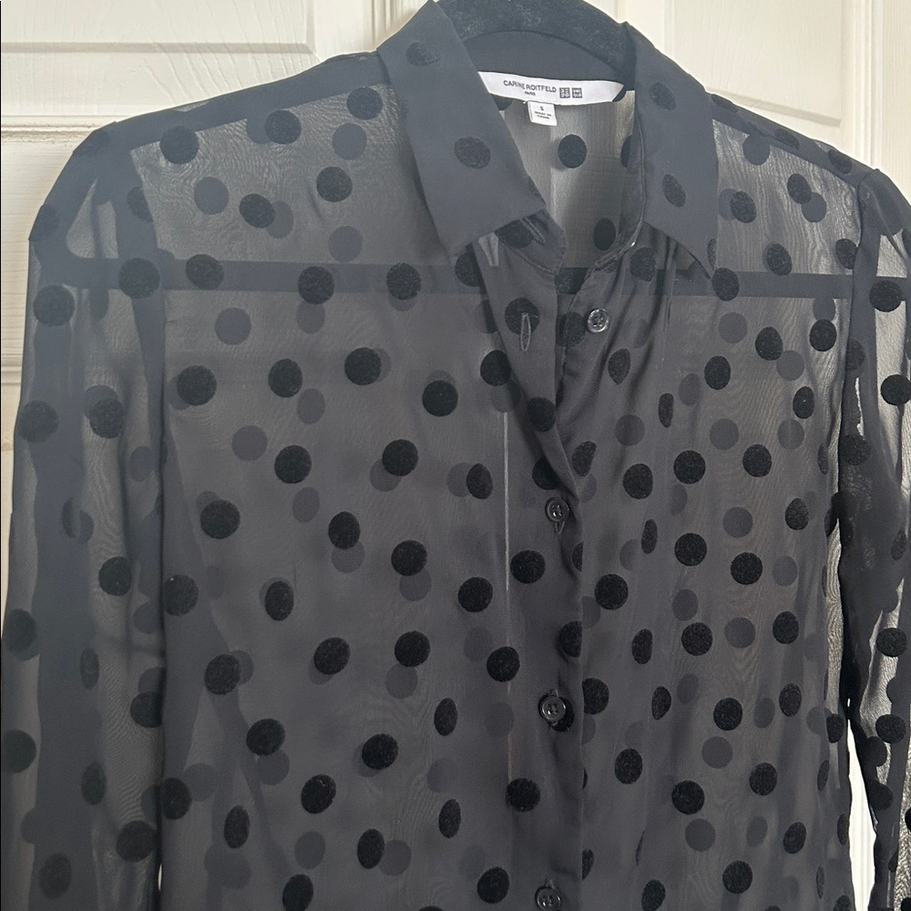Uniqlo Black Sheer Polka Dot Blouse (Carine Roitfeld)